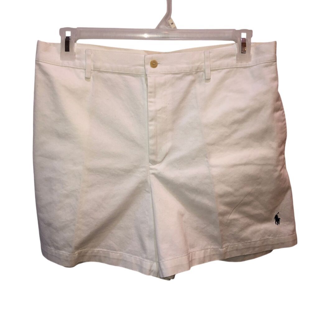 Ralph Lauren Sport Womens Size 14 White Flat Front Pony Logo Chino Shorts